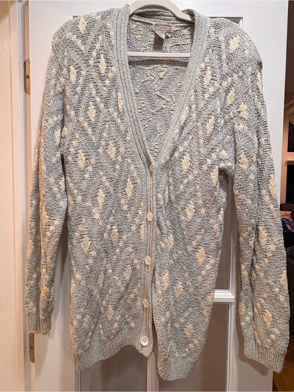 The Village textured knit sweater in heathered cream